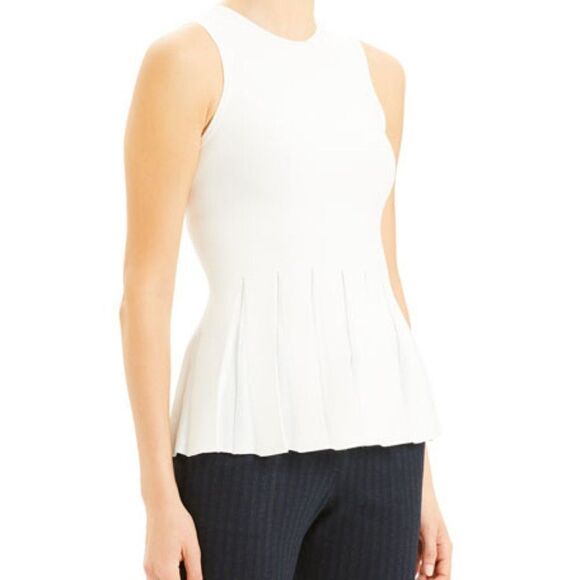 Theory Pleated Prosecco Sleeveless Peplum Top sz P - Picture 3 of 13